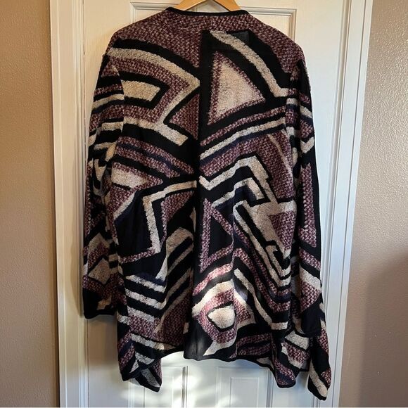 Lucky Brand Black and Pink Cardigan with Geometric Pattern - Picture 6 of 8